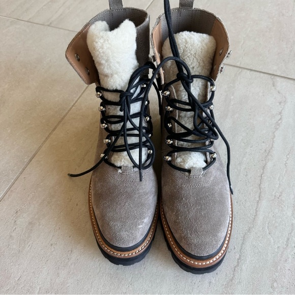 Mark Fisher Izzie Genuine Shearling Lug Sole Laceup Boots Bootie Size 8 - Picture 2 of 12
